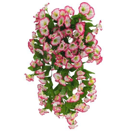 Artificial Trailing Flowers Morning Glory Bush Fuchsia White 50cm