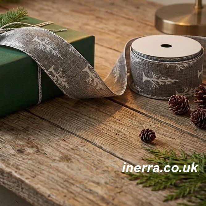 grey christmas trees ribbon wired