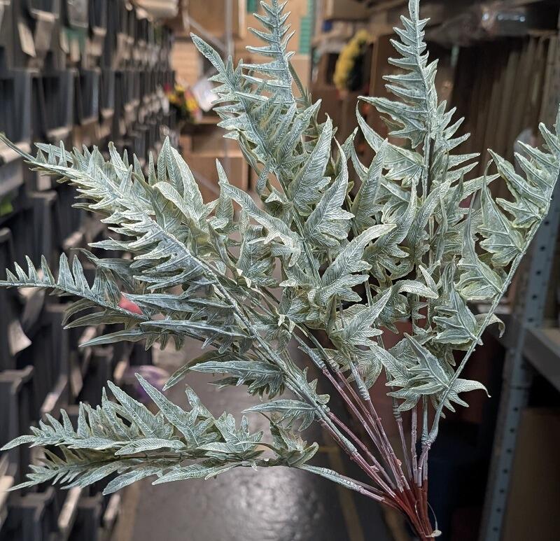 artificial foliage greenery frosted snowy stem fern