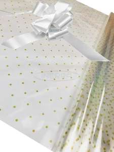 pearl Hamper Cellophane and Large Aqua Bow for Wrapping Hampers