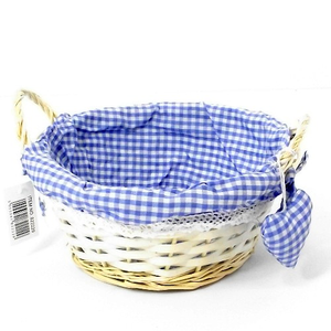 christmas hamper basket tray lined cloth round  large make your own diy blue