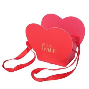 red heart shaped valentines bouquet box