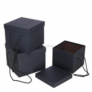 square flower hat boxes black
