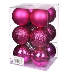 assorted fuchsia pink christmas baubles