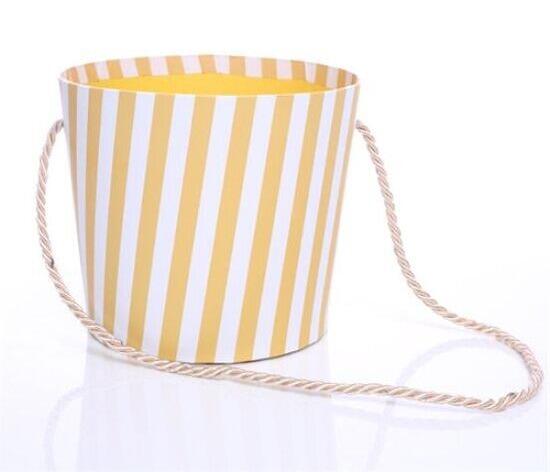 yellow flower bucket pot with stripe