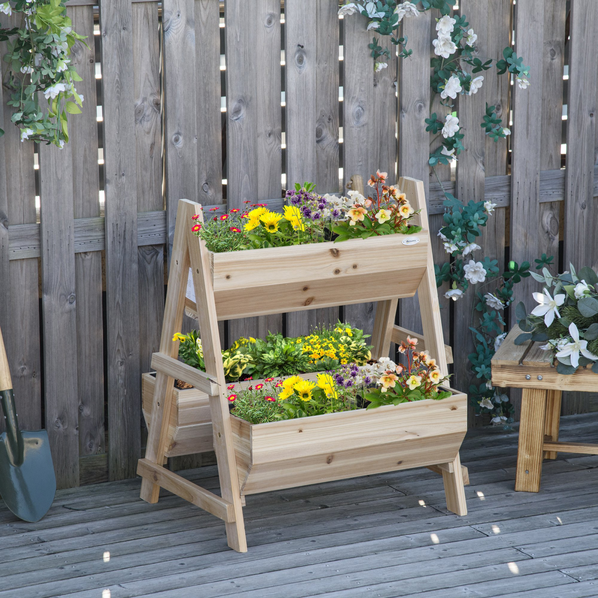 wood raised garden bed planter box with stand view 8