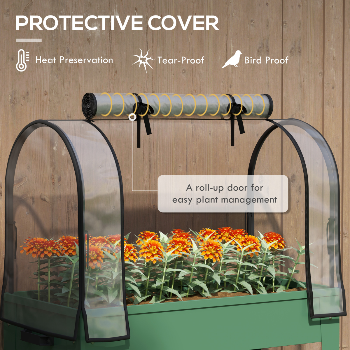 Mobile Raised Garden Bed with Greenhouse Cover