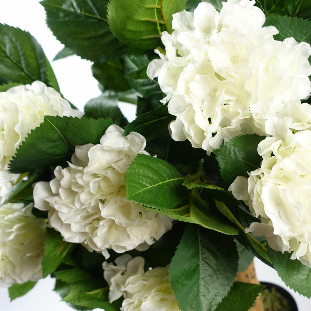 Artificial White Bush Hydrangea Plant Potted