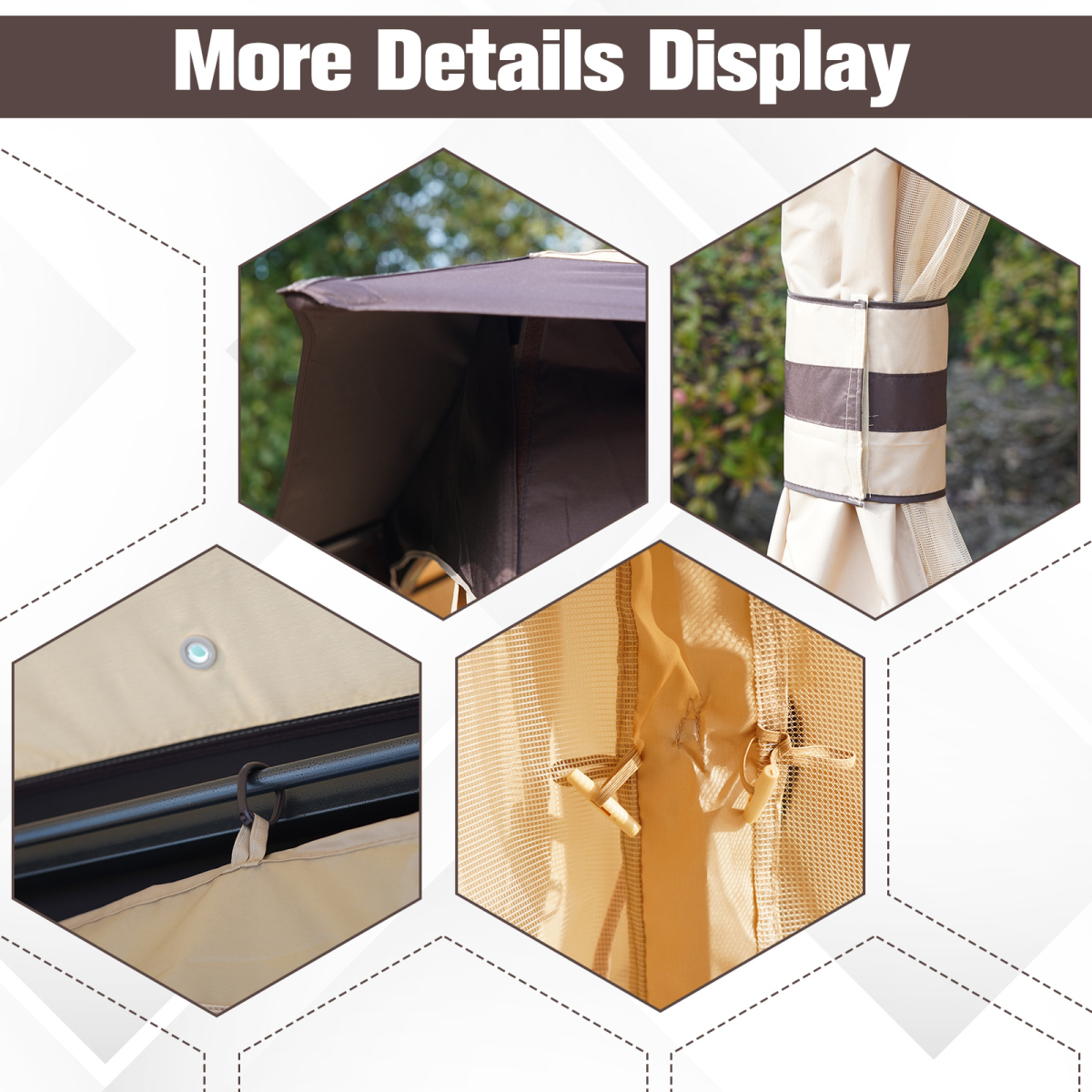 2-Tier Roof Gazebo Steel Frame Mesh Sidewalls
