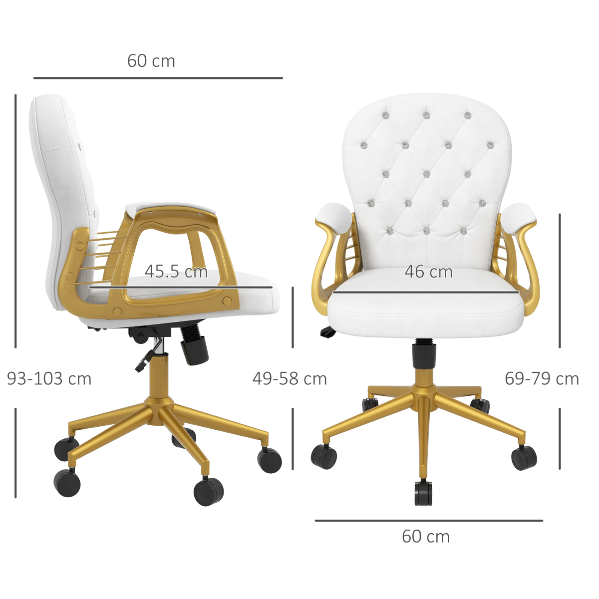Home Office Chair Button Tufted Desk Chair with Swivel Wheels
