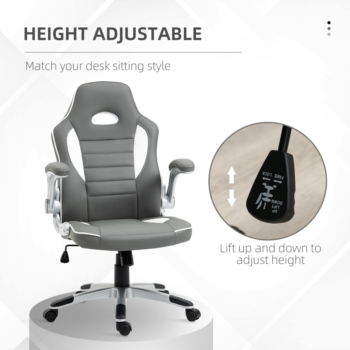 Racing Gaming Chair Adjustable Swivel Chair with Flip Up Armrests