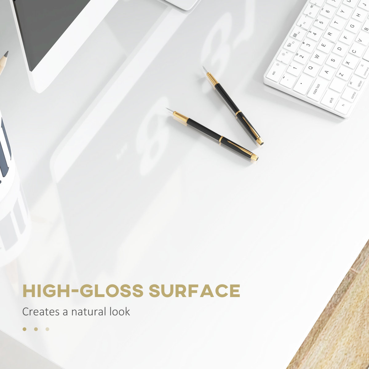 Computer Desk Workstation - High Gloss White
