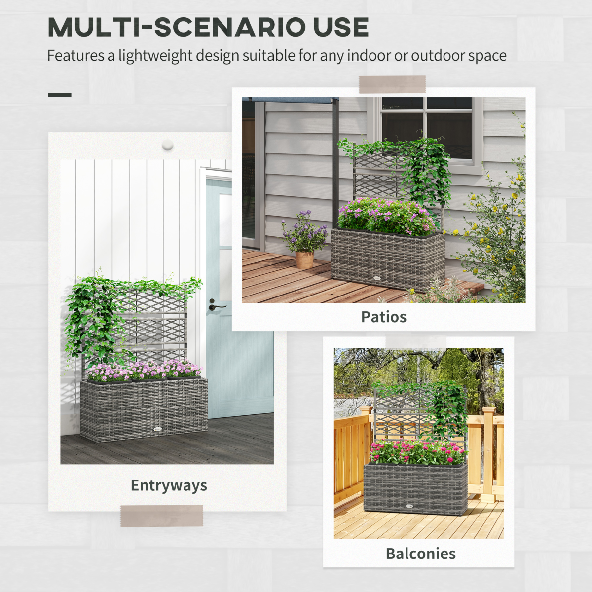 Garden Rattan Planter Box Trellis Flower Raised Bed