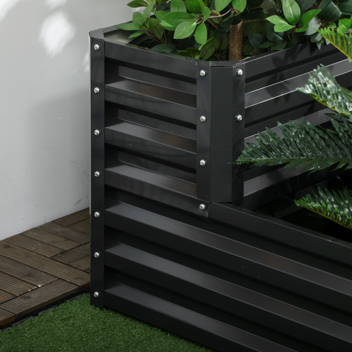 Galvanised Raised Garden Bed Planter Box Dark Grey