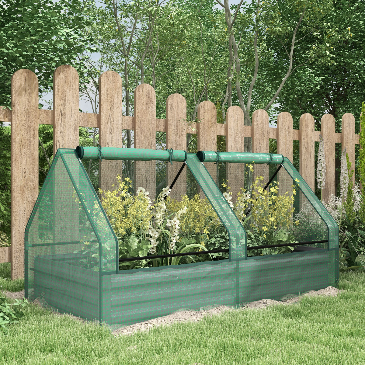 Raised Garden Bed Planter Box with Greenhouse
