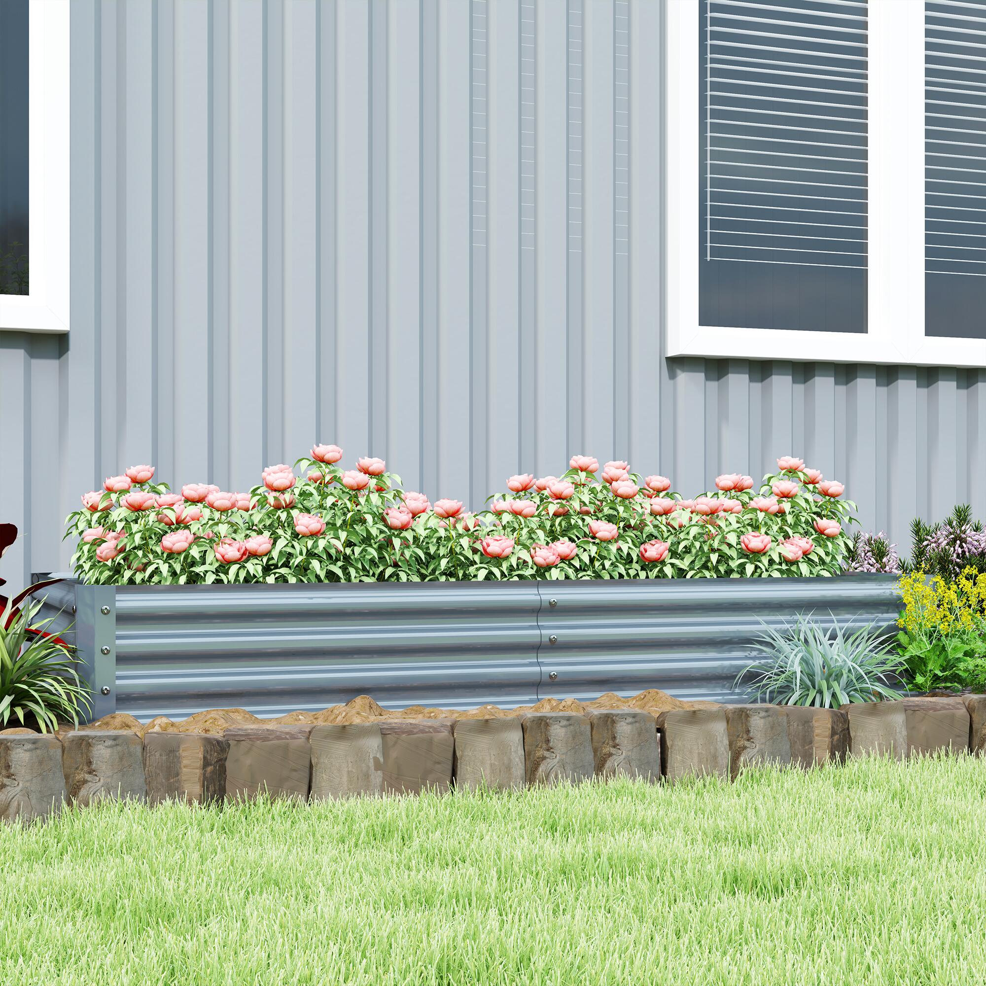 Galvanised Raised Garden Raised Bed, Silver