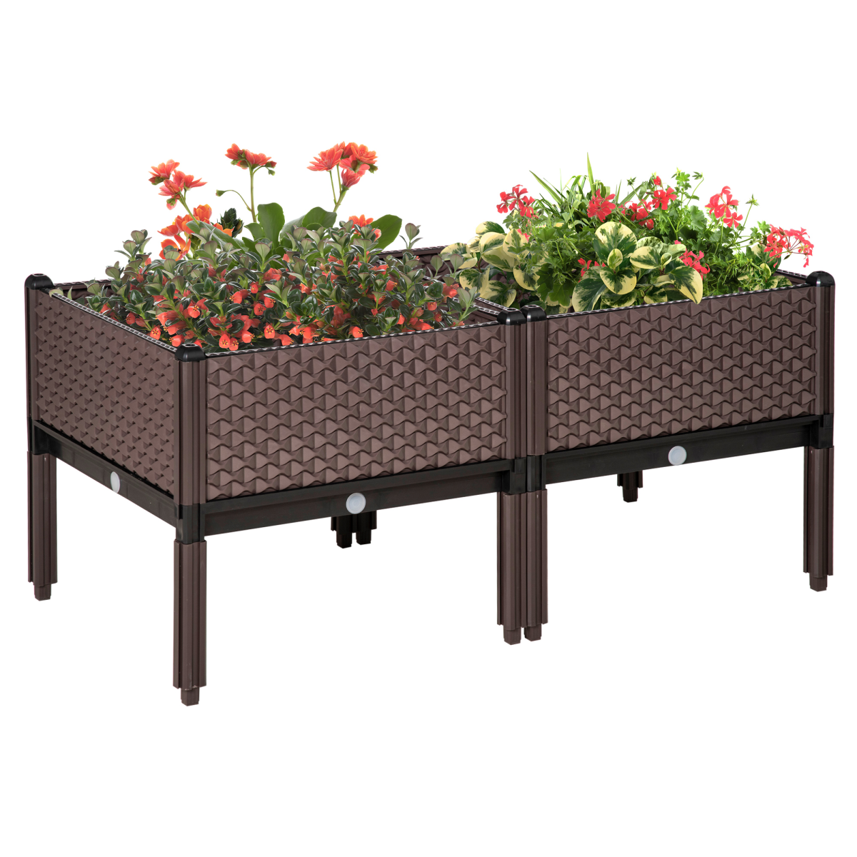 Set of 2 Raised Garden Bed Planter Box for Flowers