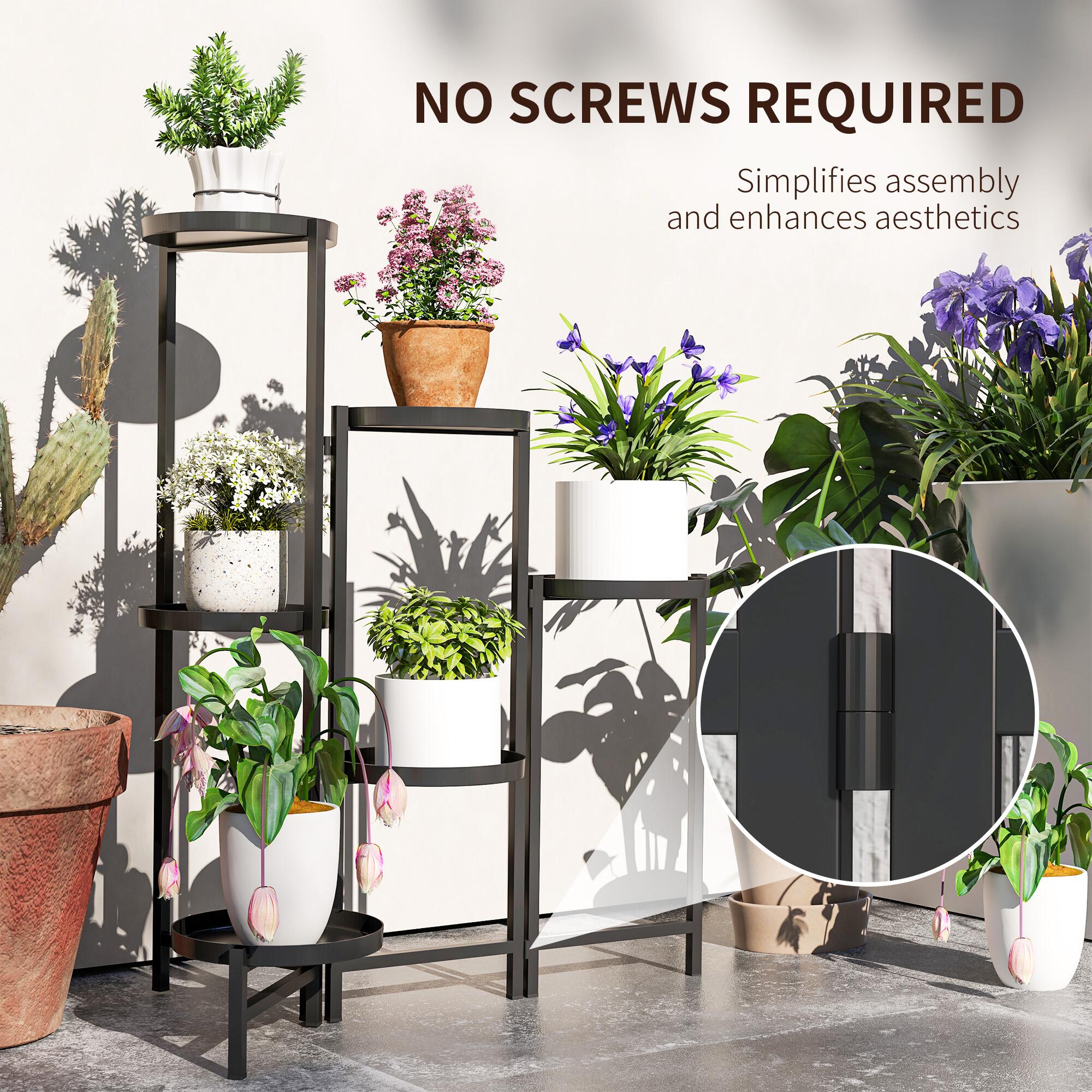 3 Tier Foldable Corner Plant Stand, Black