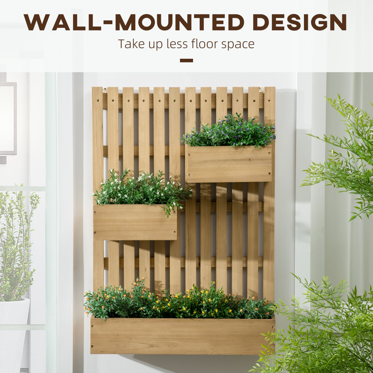 Wooden Garden Planters with Trellis Raised Bed