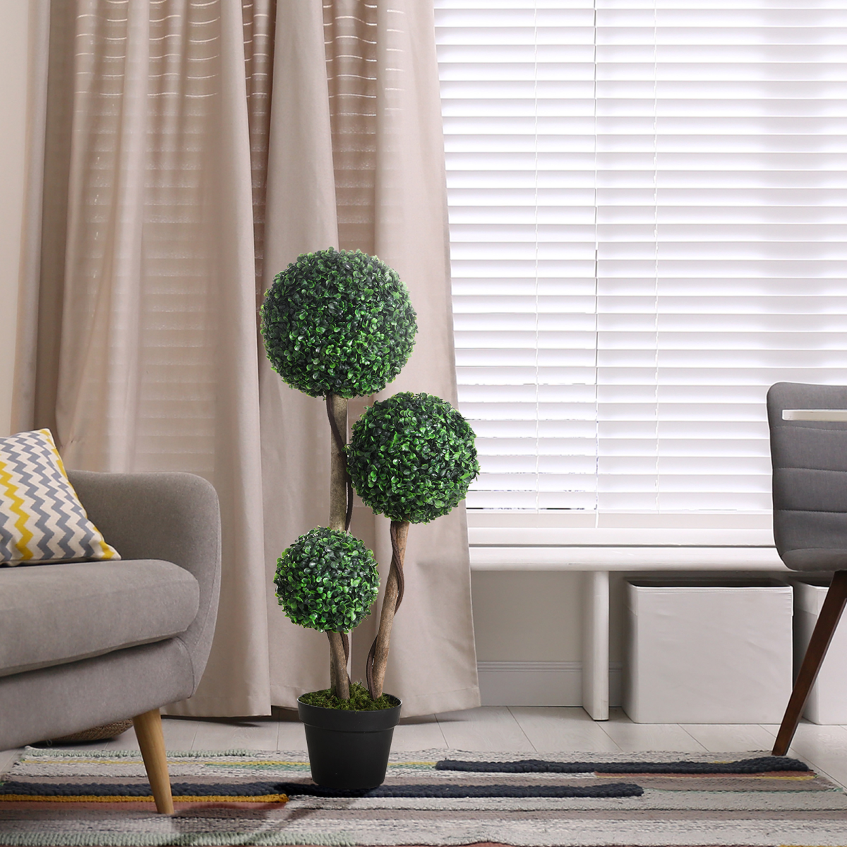 Artificial Plant Boxwood Ball Topiary Tree 90cm
