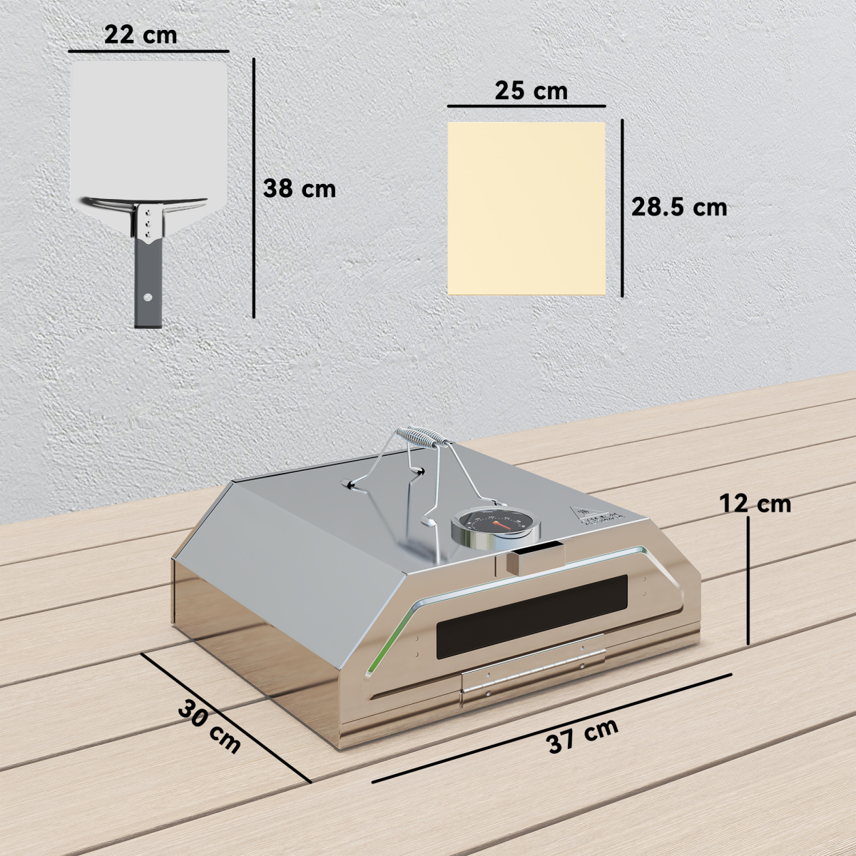 Outdoor BBQ Pizza Oven with Thermometer
