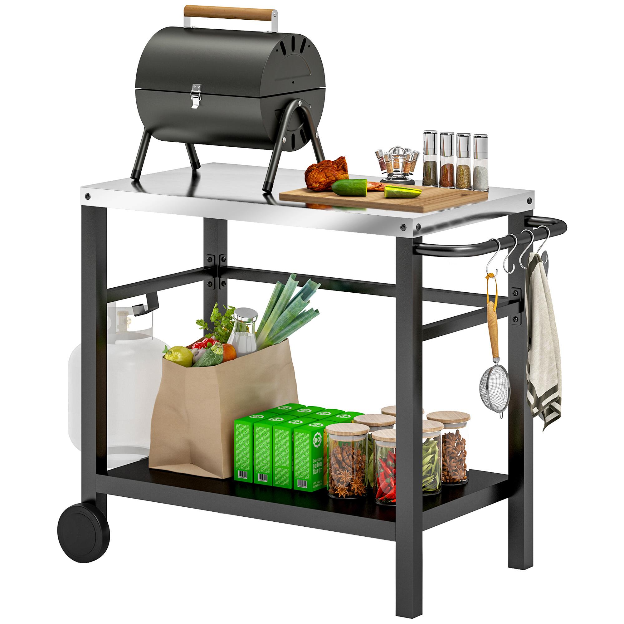 BBQ Table with Shelf, Outdoor Kitchen, Charcoal Grey