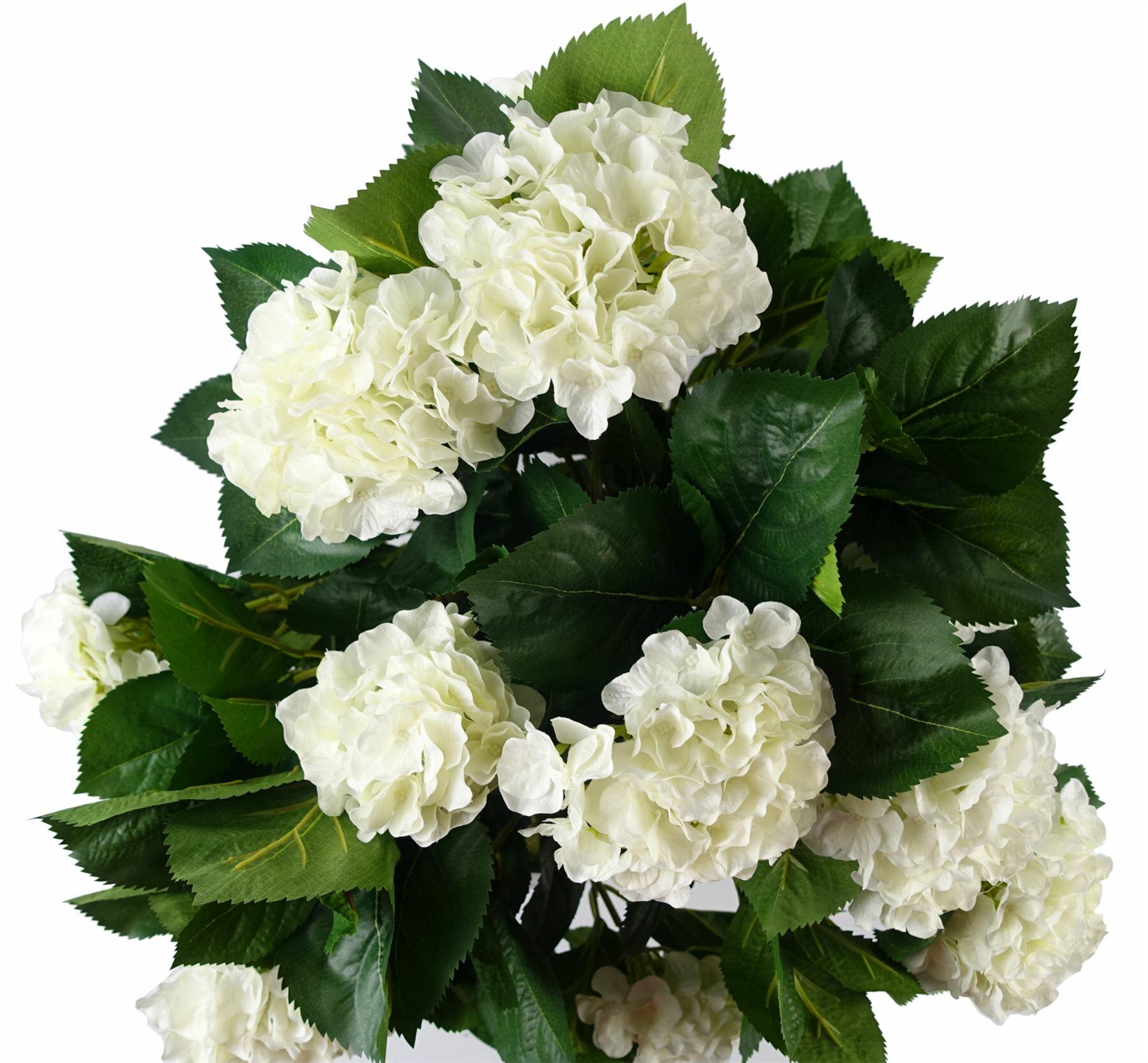 Artificial White Bush Hydrangea Plant Potted