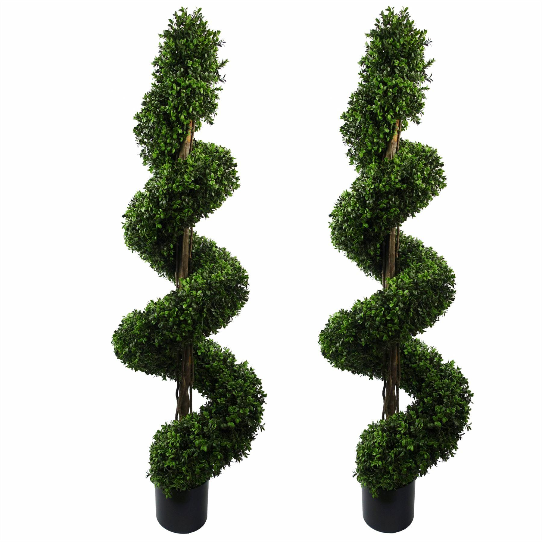 150cm Pair of Spiral Buxus Artificial Tree UV Resistant