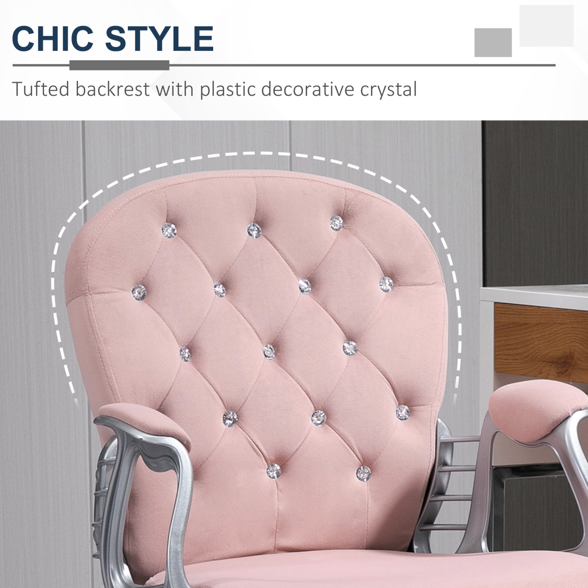 office chair luxury velour diamond tufted padded ergonomic view 7