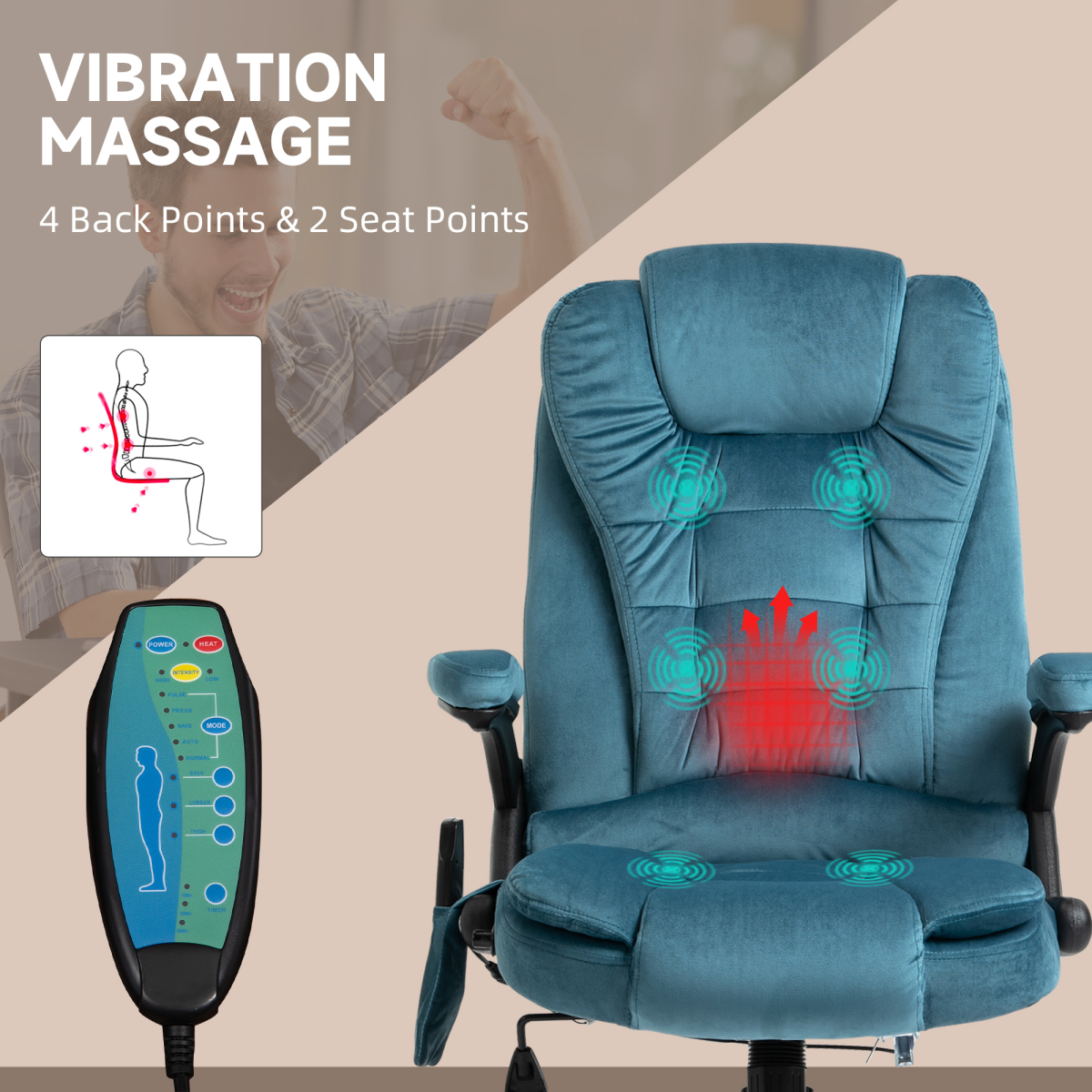 executive reclining chair w heating massage points relaxing view 4