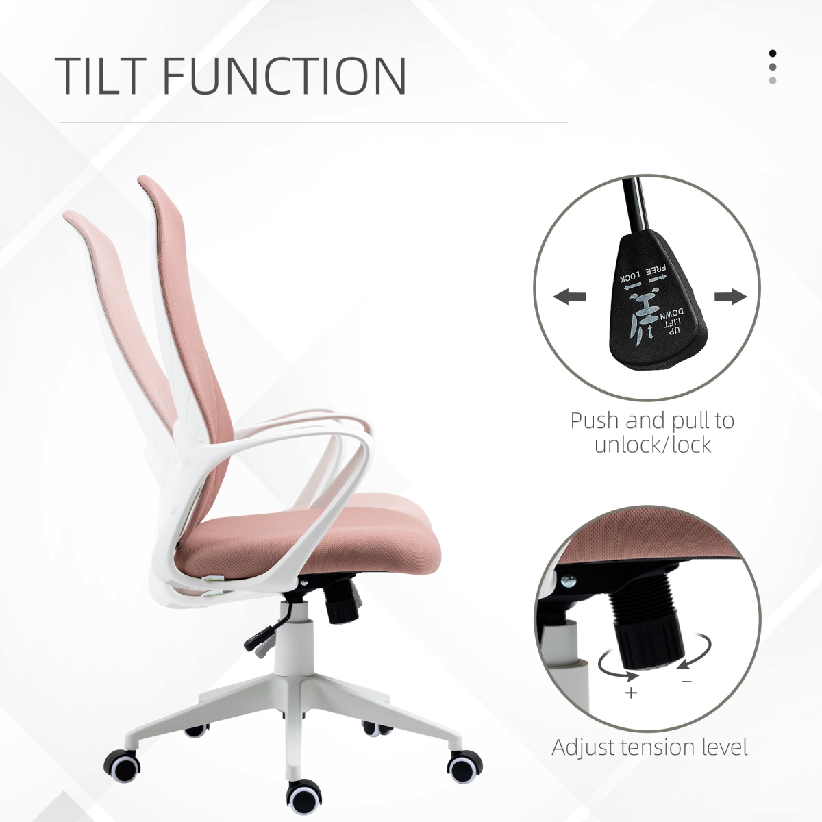 vinsetto highback home office chair height adjustable elastic view 5
