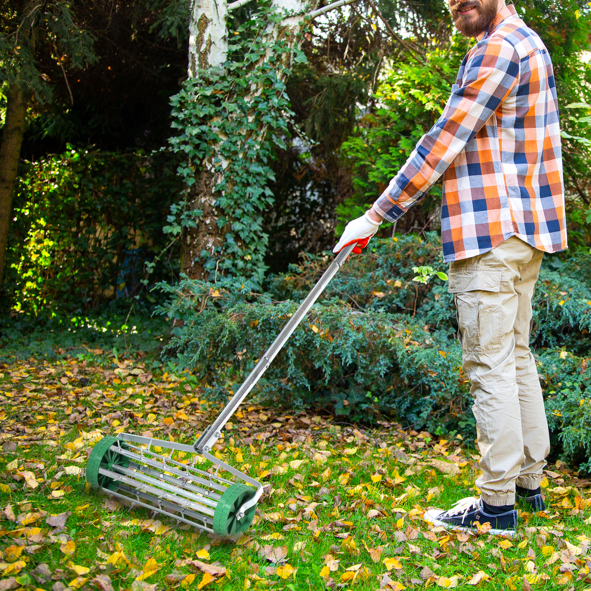 outsunny lawn aerator rollergreensilver view 2