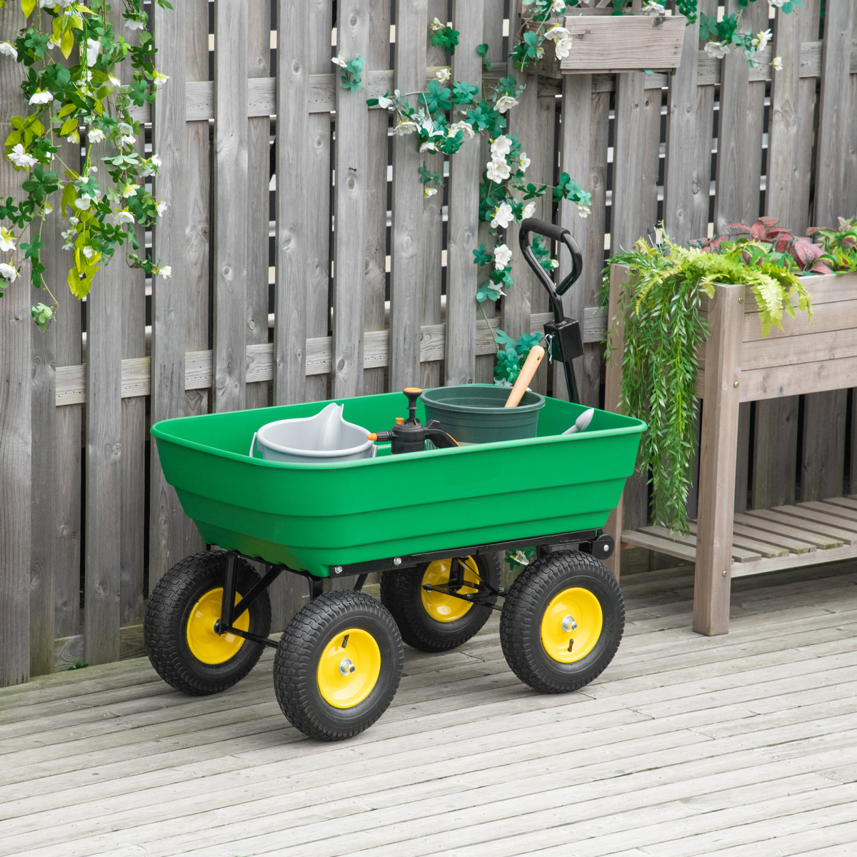 125l garden cart heavy duty 4 wheel trolley view 2