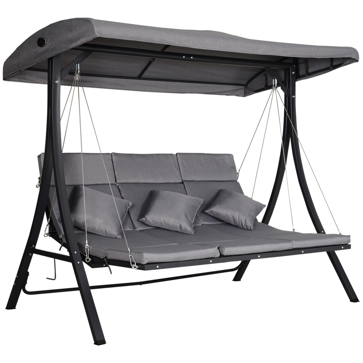 steel pipe 3seater outdoor garden recliner swing chair view 1