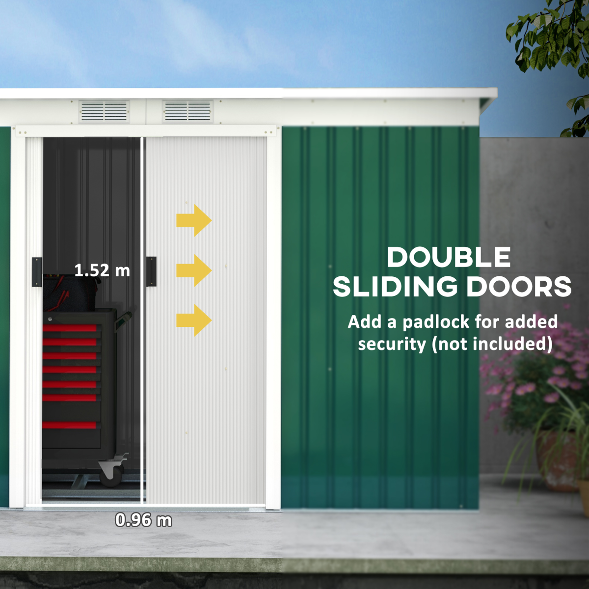 9ft x 425ft garden metal storage shed equipment view 5