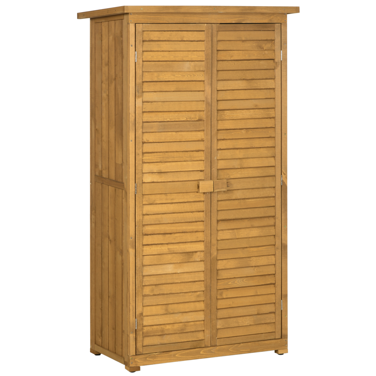 wooden garden storage shed unit 3tier shelves tool view 1