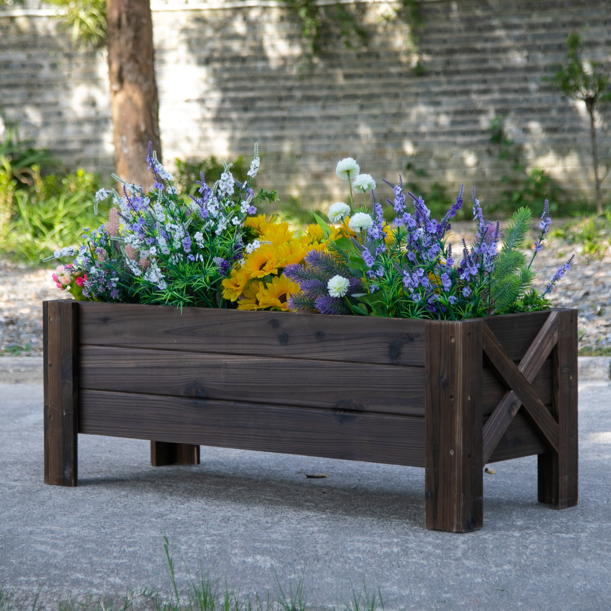 wooden garden raised bed planter grow containers pot view 2