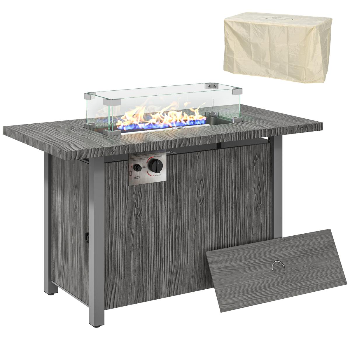 outsunny gas fire pit table with 50000 btu view 1
