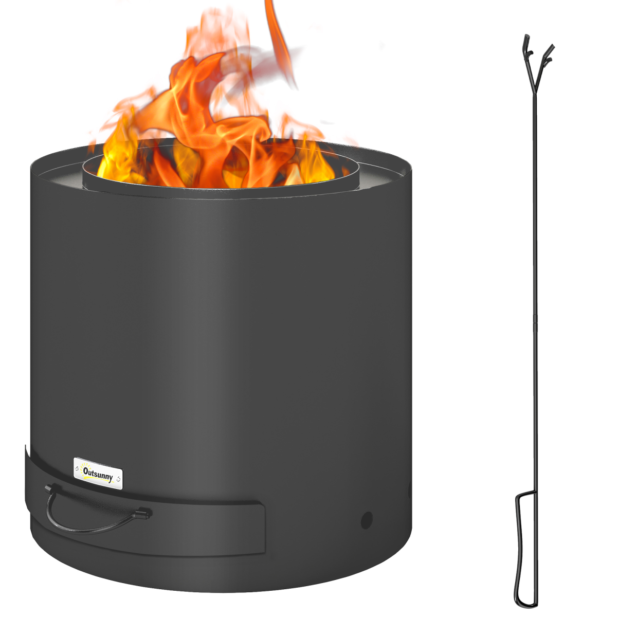 outsunny outdoor round fire pit with ash tray view 1
