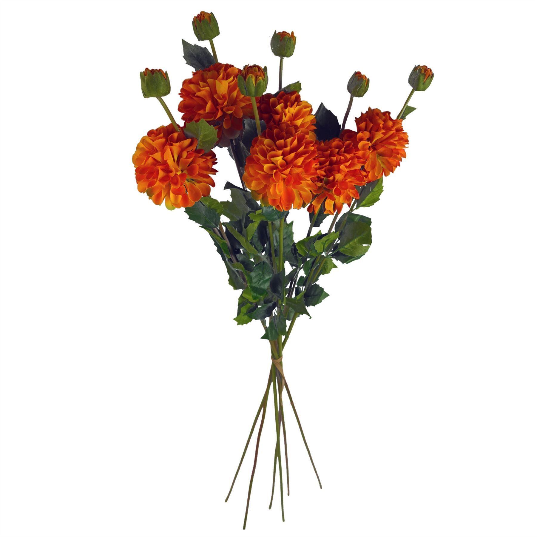 75cm artificial dahlia pompom flowers orange view 5