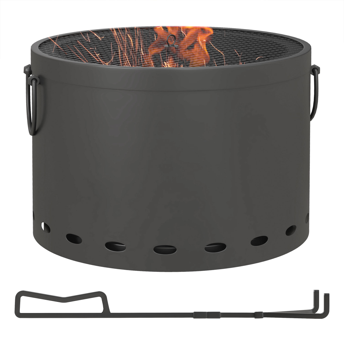 outsunny 38cm smokeless wood burning firepit metal fire view 1