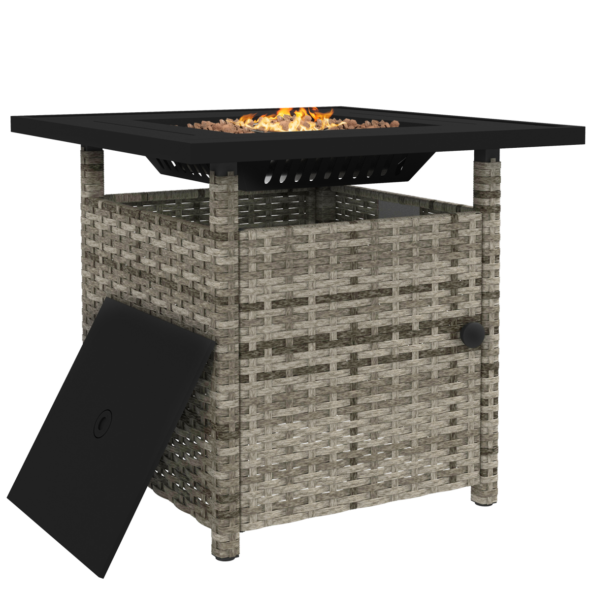 outsunny 50000 btu rattan fire pits for garden view 1