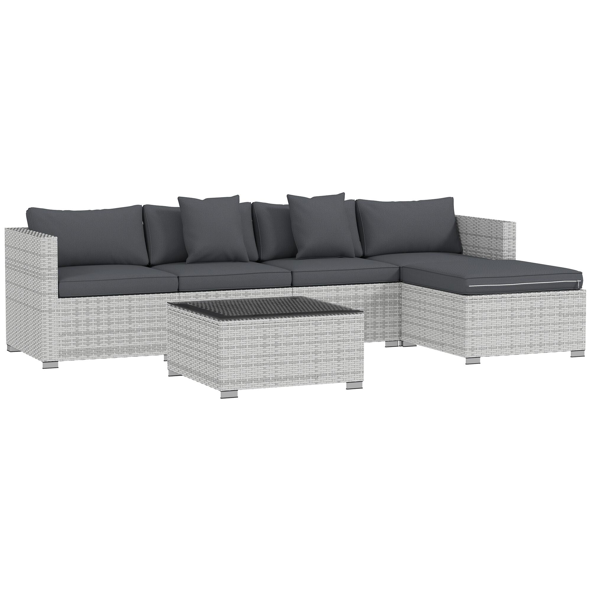 outsunny 6 pieces rattan furniture set garden sofa view 1