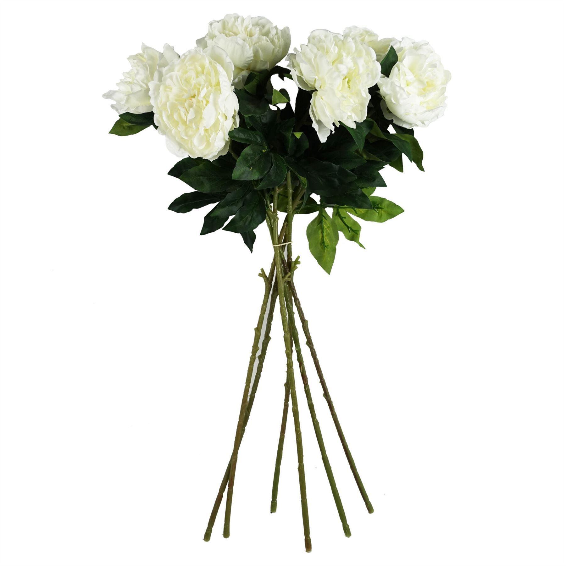 image of 80cm artificial white peony stem view 2