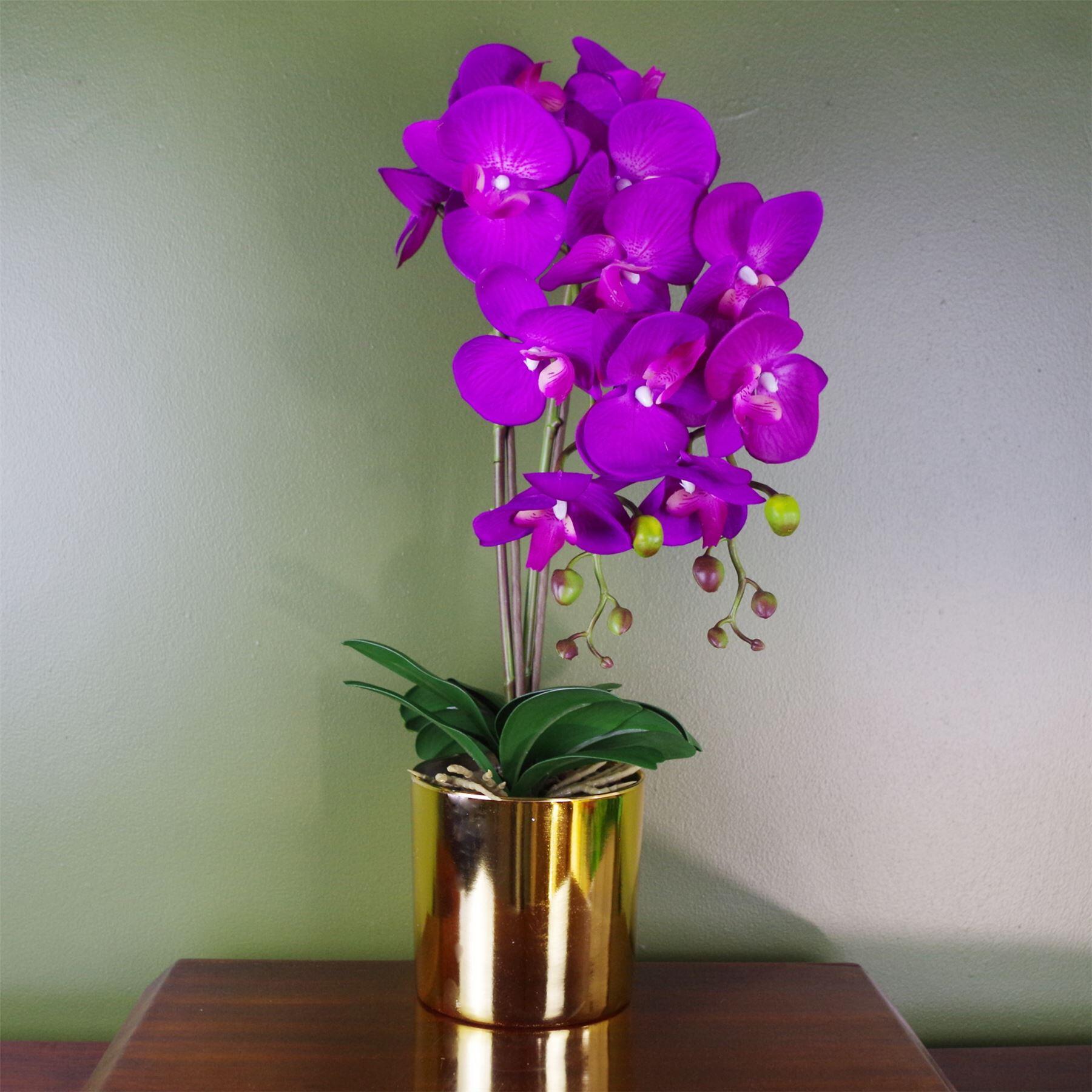 image of 52cm artificial orchid large purple and gold