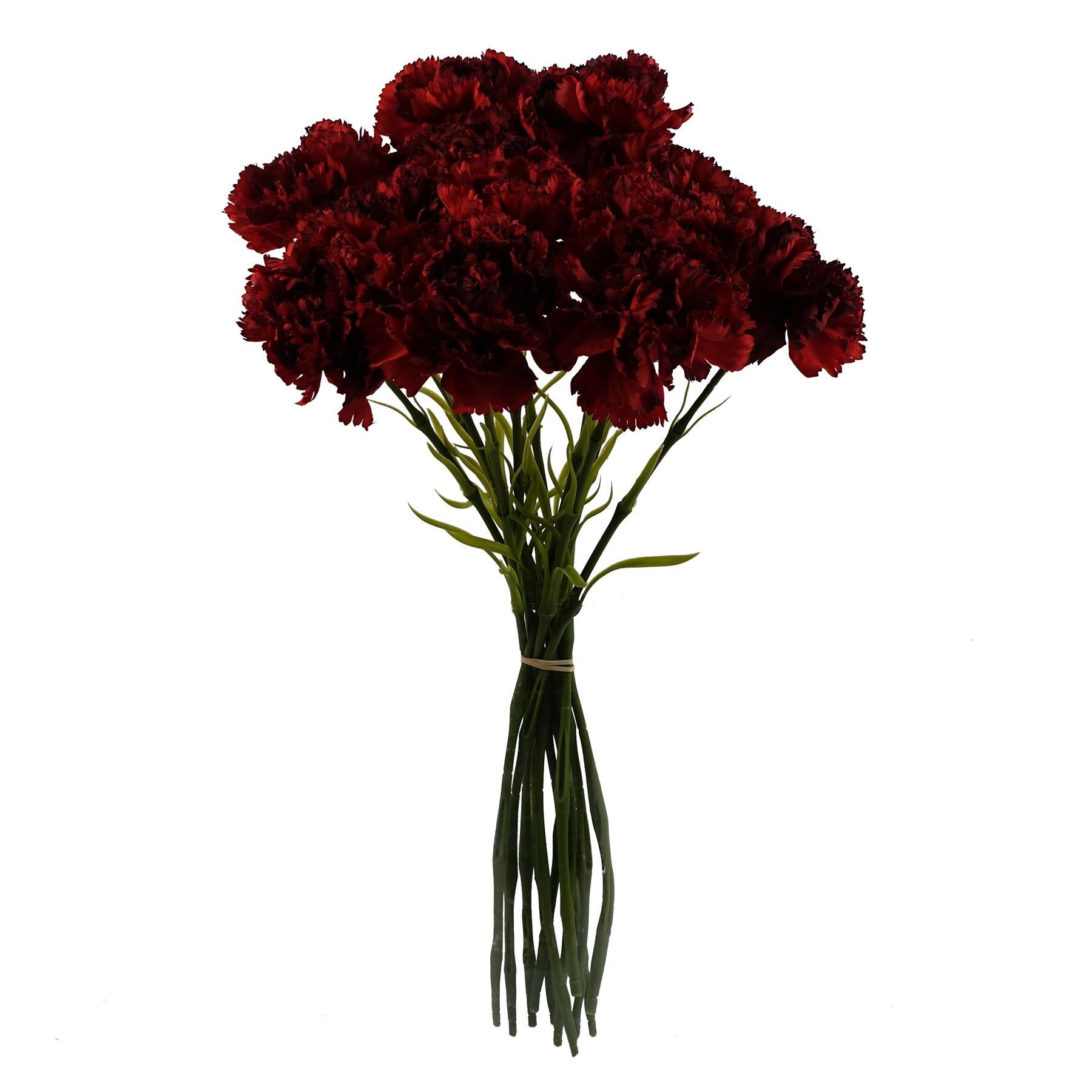 image of 12 x red carnation artificial flowers