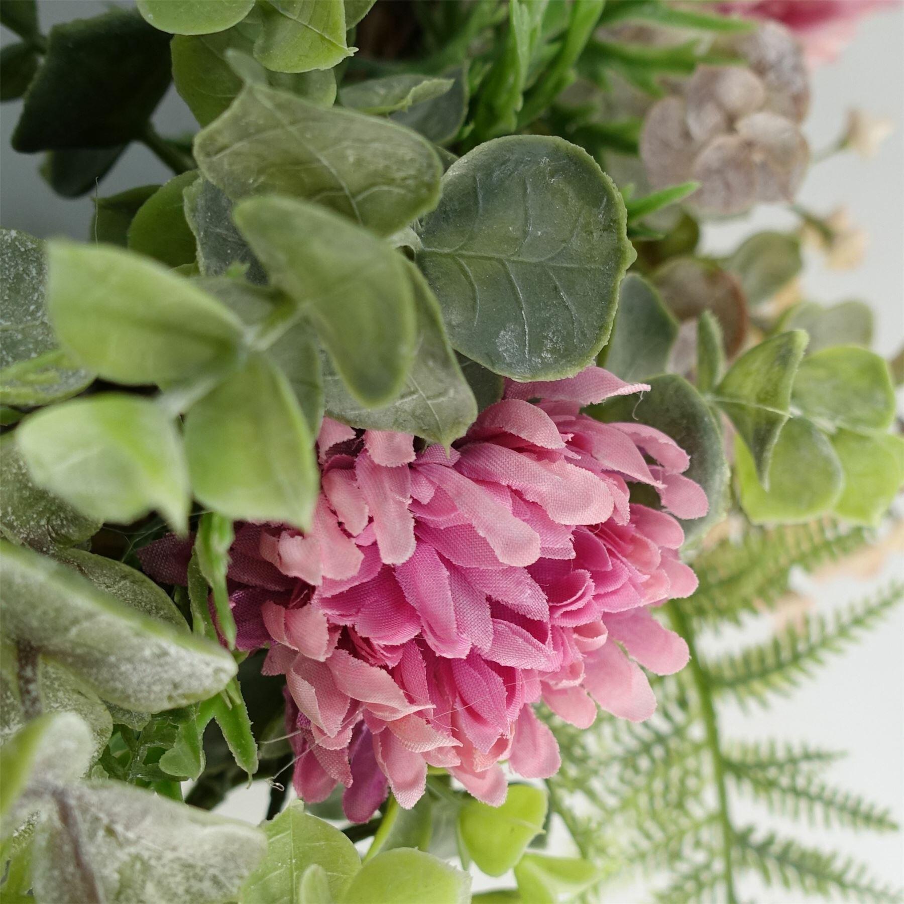 image of 45cm artificial pink floral blossom wreath view 6