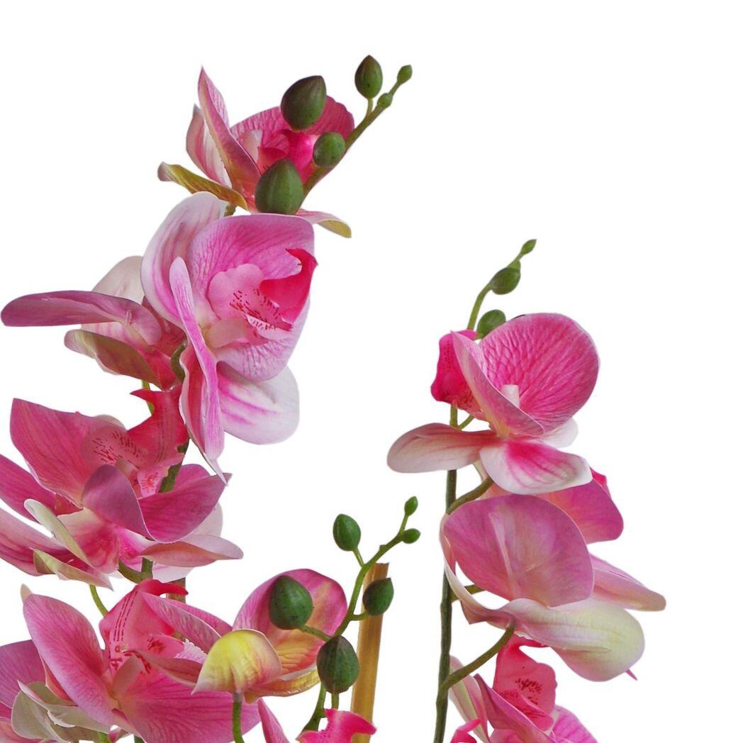 image of 70cm artificial orchid light pink with black ceramic planter view 2