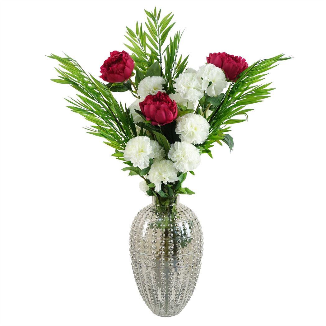 image of pack of 6 x 70cm white artificial carnation stem  24 flowers view 1