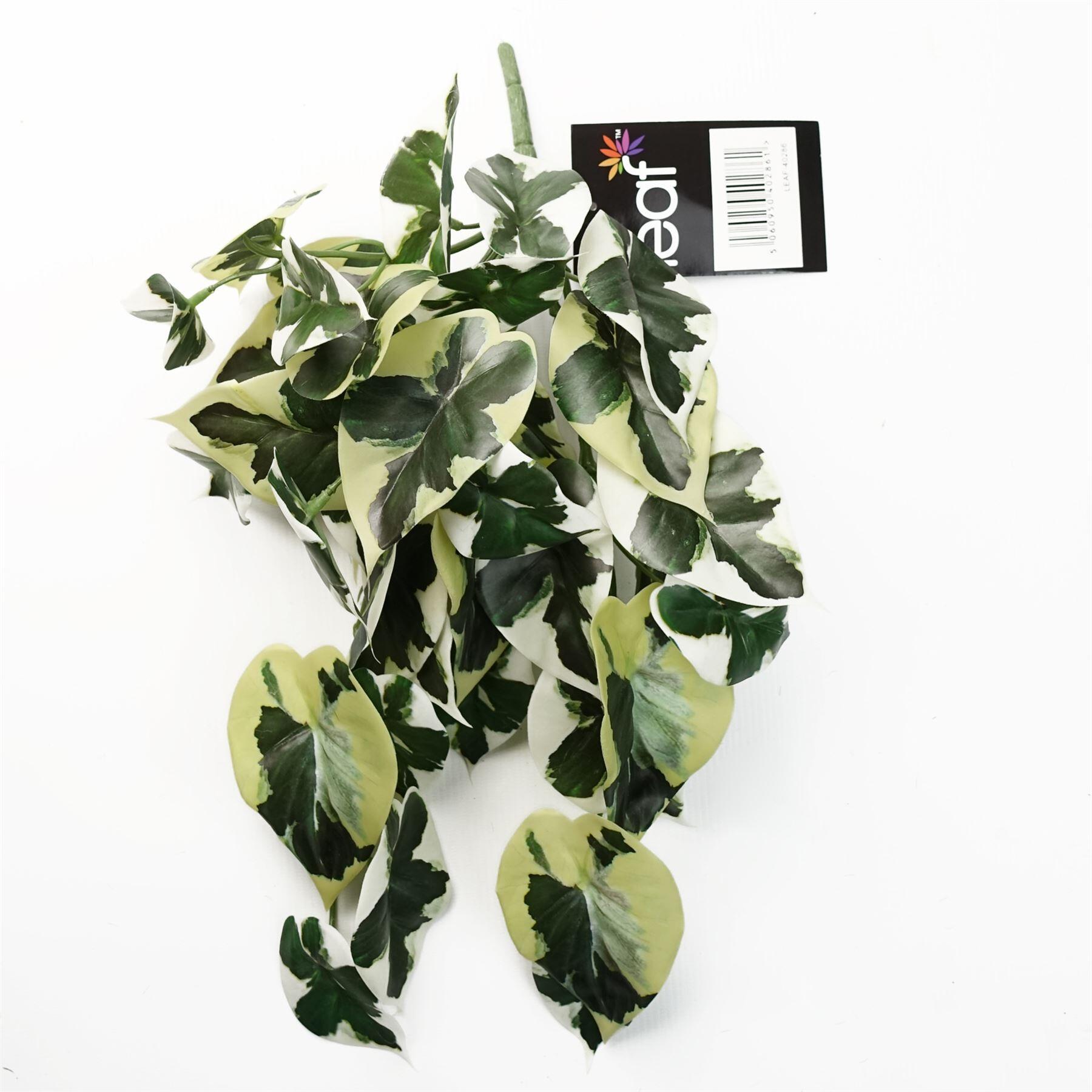 image of 40cm artificial trailing variegated marble pothos plant